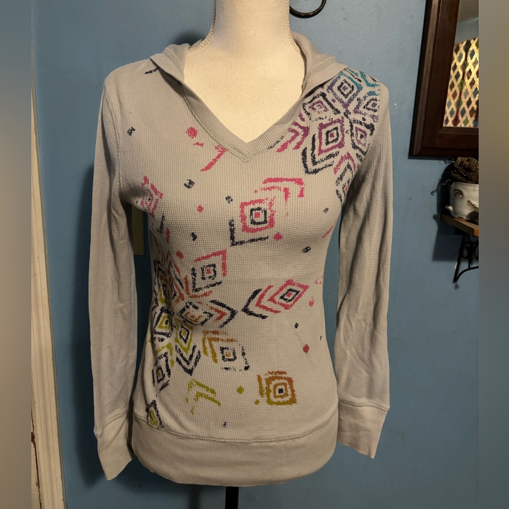 Vintage, Arizona Y2K, Gray, Thermal, Hoodie